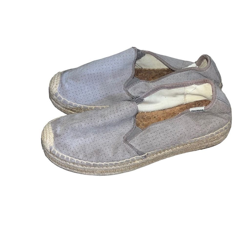 Soludos 6.5 Grey Suede Platform Espadrilles